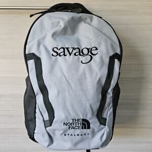 The North Face Stalwart Savage Logo Backpack Gray & Black 26L 15" Laptop Bag